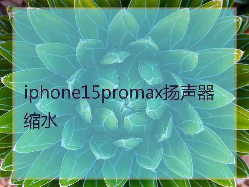 iphone15promax扬声器缩水