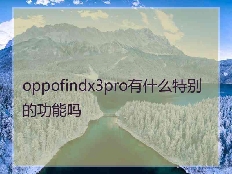 oppofindx3pro有什么特别的功能吗