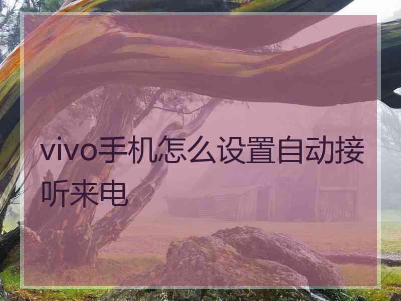 vivo手机怎么设置自动接听来电