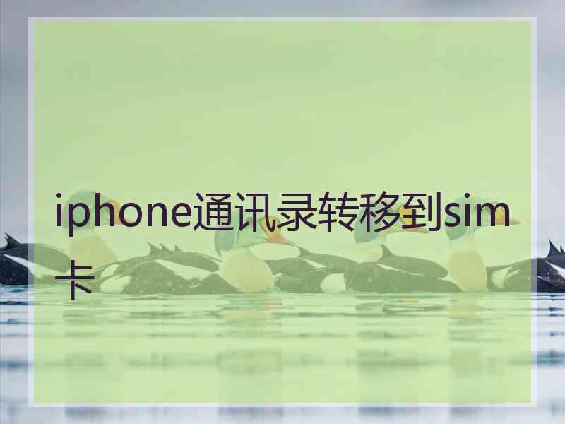 iphone通讯录转移到sim卡