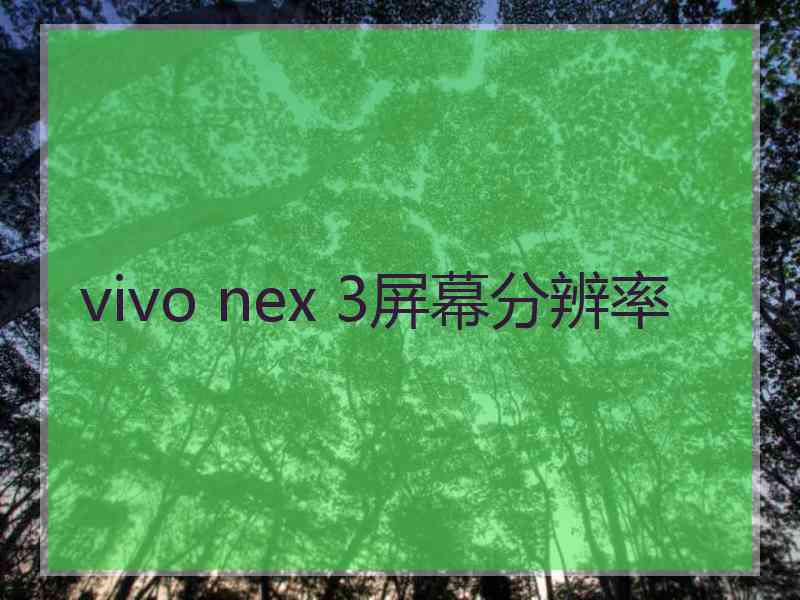 vivo nex 3屏幕分辨率