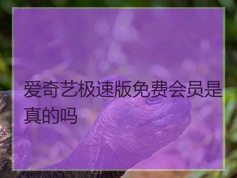 爱奇艺极速版免费会员是真的吗