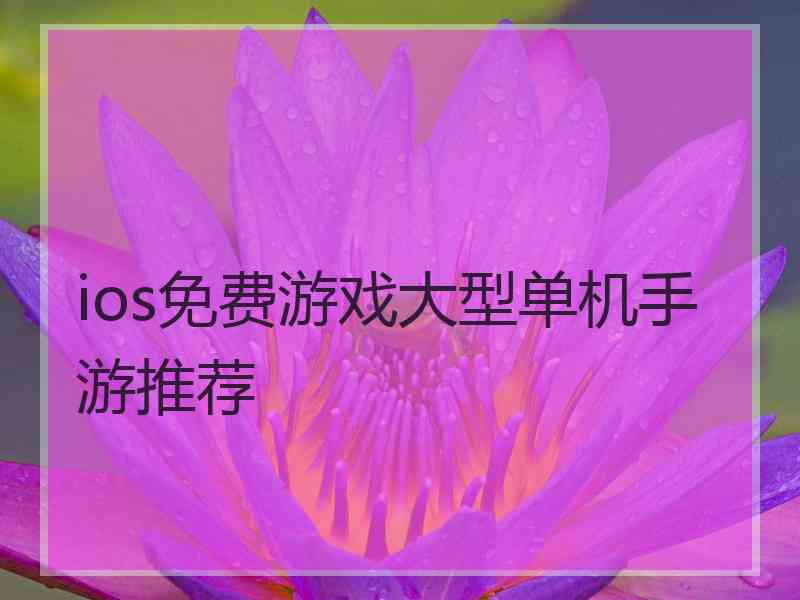 ios免费游戏大型单机手游推荐