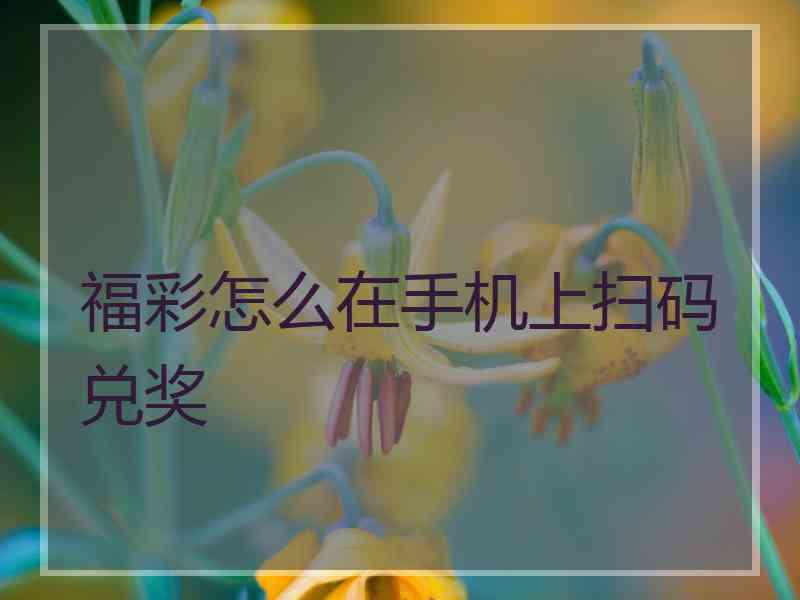 福彩怎么在手机上扫码兑奖