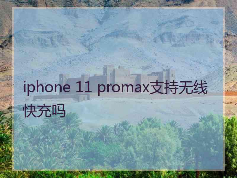 iphone 11 promax支持无线快充吗