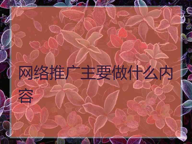 网络推广主要做什么内容