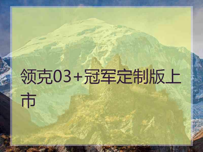 领克03+冠军定制版上市