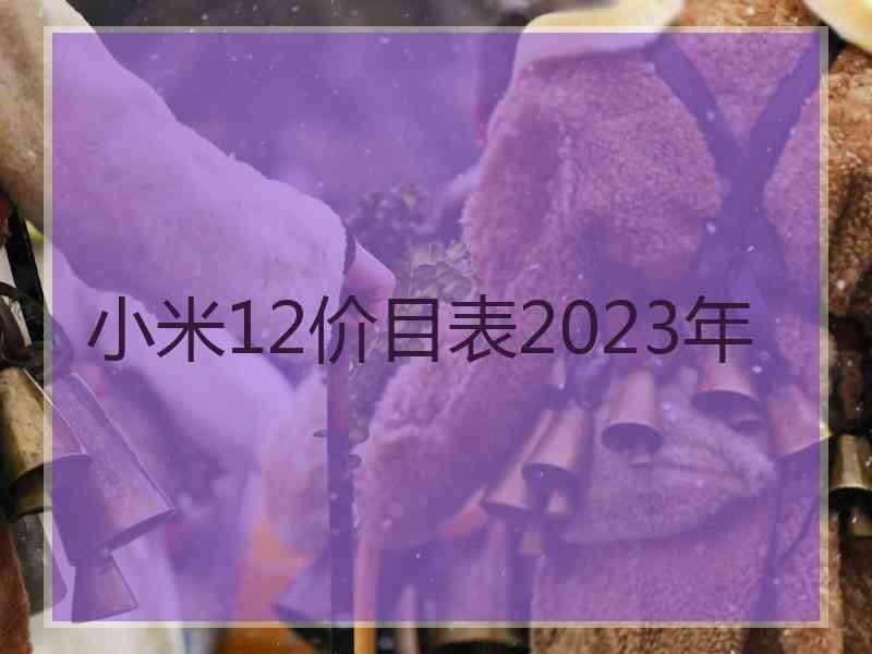 小米12价目表2023年