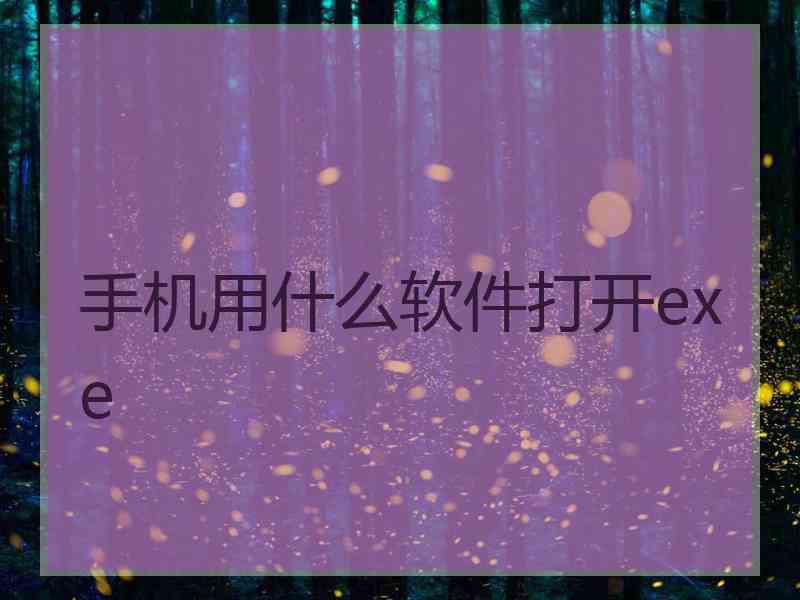 手机用什么软件打开exe