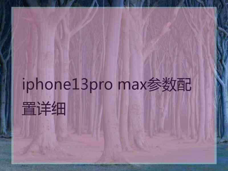 iphone13pro max参数配置详细