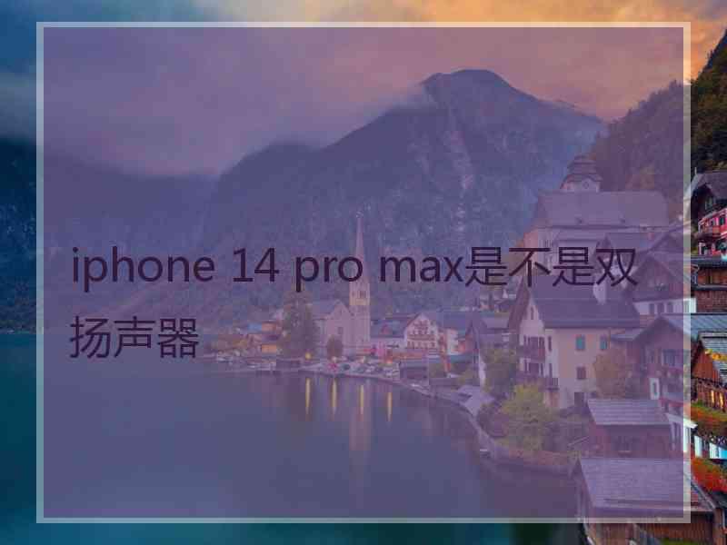 iphone 14 pro max是不是双扬声器