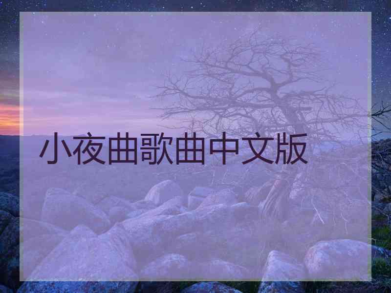 小夜曲歌曲中文版