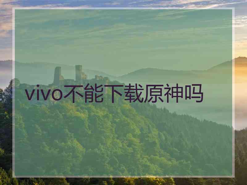 vivo不能下载原神吗