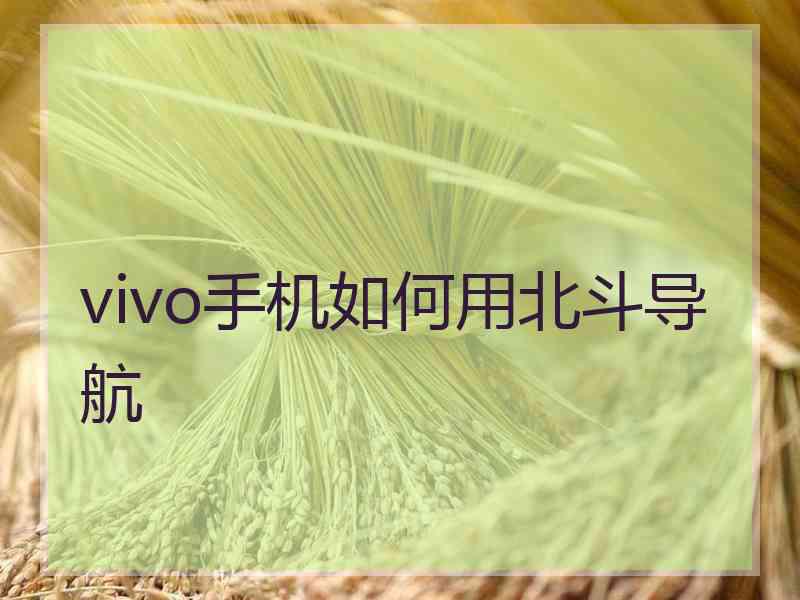 vivo手机如何用北斗导航