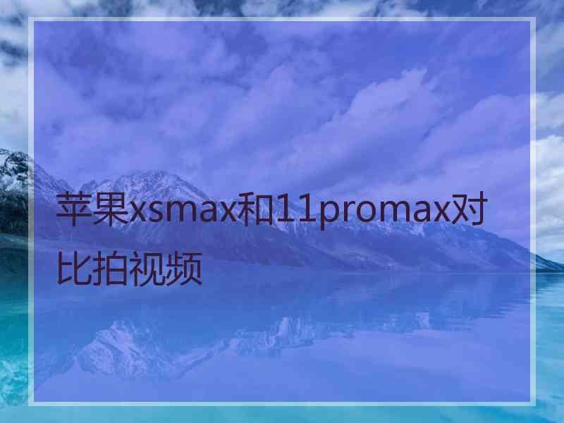 苹果xsmax和11promax对比拍视频