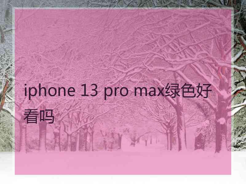 iphone 13 pro max绿色好看吗