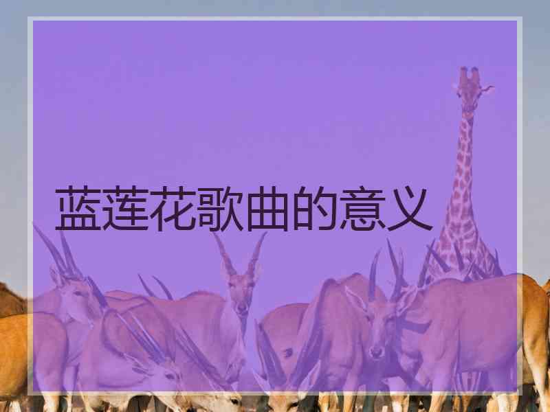 蓝莲花歌曲的意义