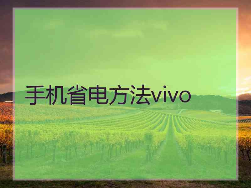 手机省电方法vivo