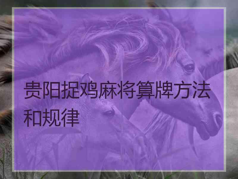 贵阳捉鸡麻将算牌方法和规律