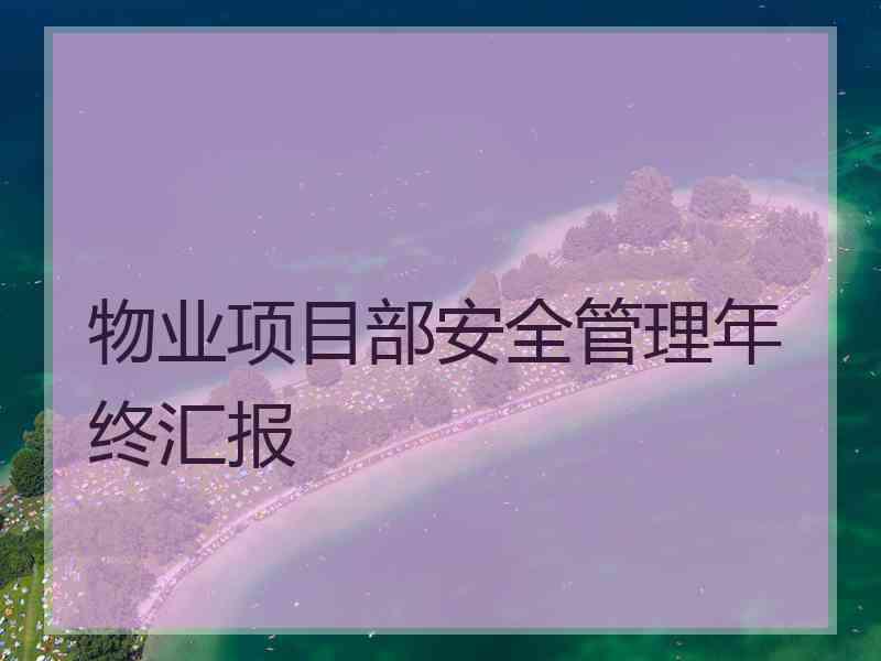 物业项目部安全管理年终汇报