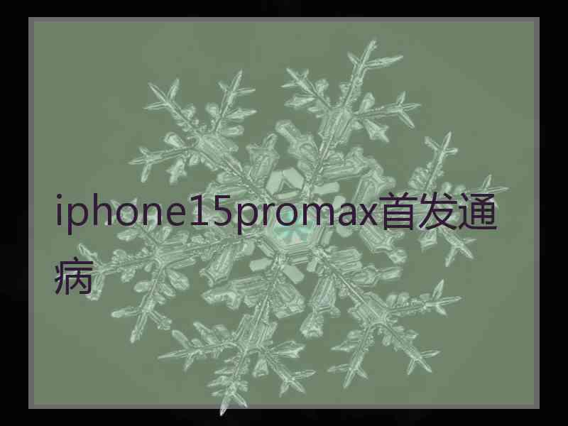 iphone15promax首发通病