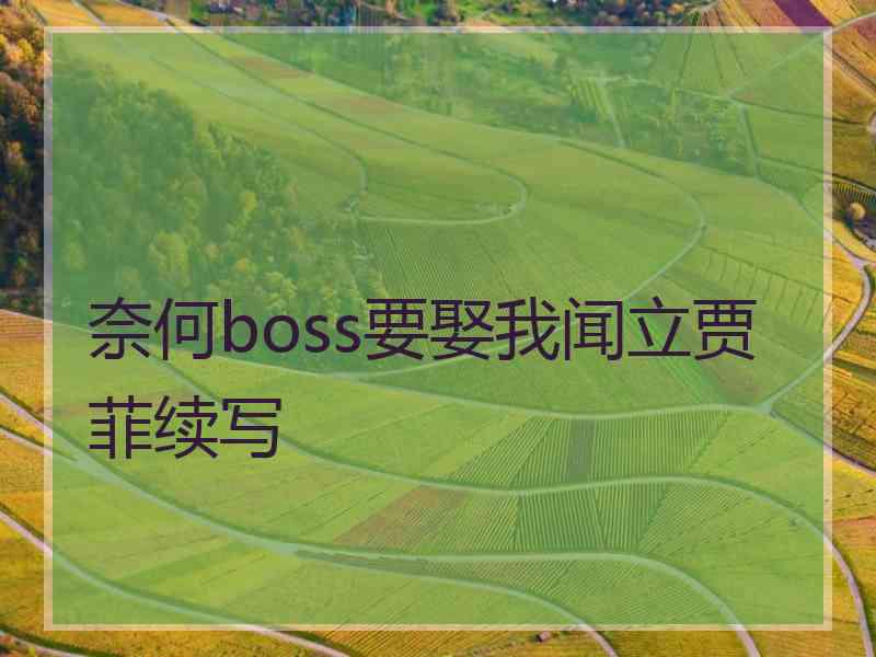 奈何boss要娶我闻立贾菲续写