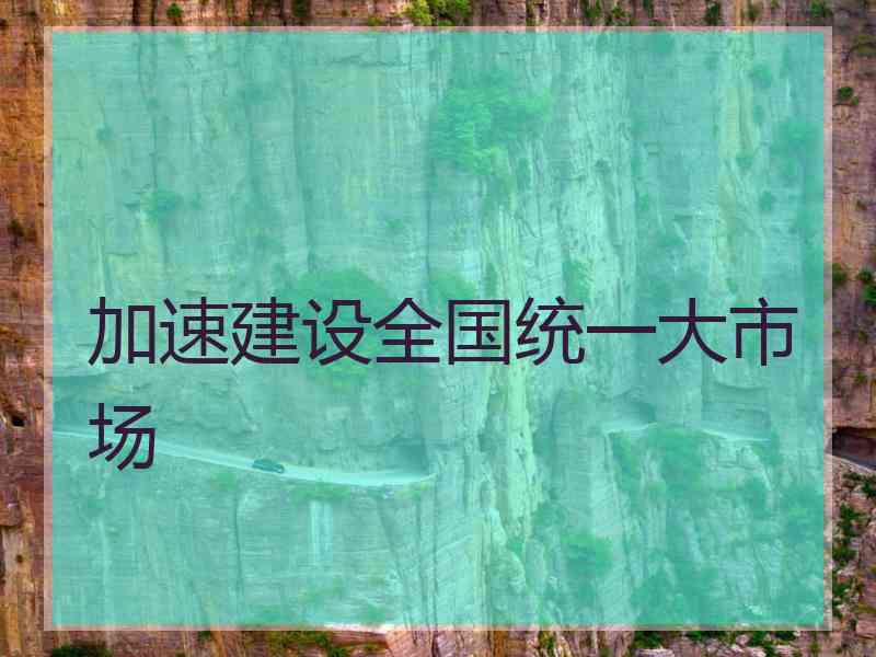 加速建设全国统一大市场