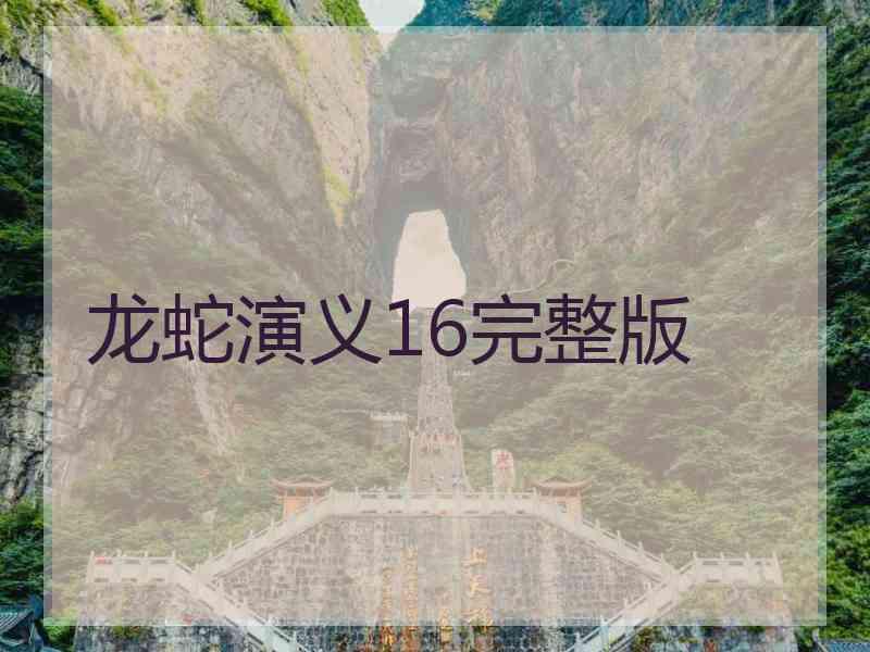 龙蛇演义16完整版