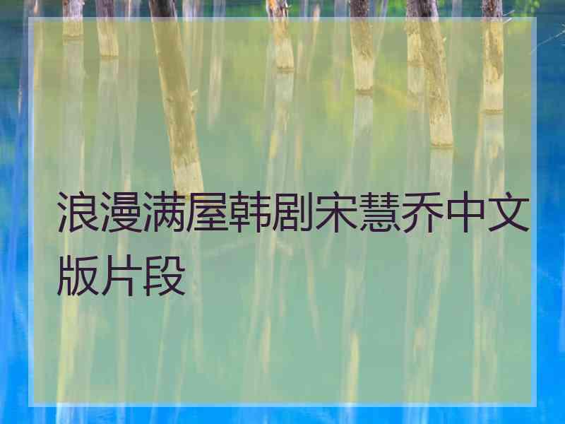 浪漫满屋韩剧宋慧乔中文版片段