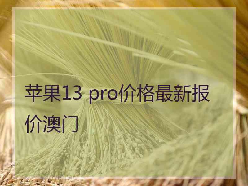 苹果13 pro价格最新报价澳门