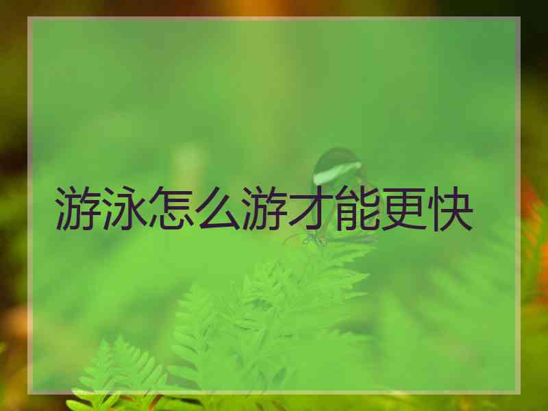 游泳怎么游才能更快