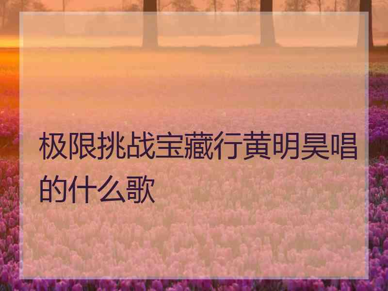 极限挑战宝藏行黄明昊唱的什么歌