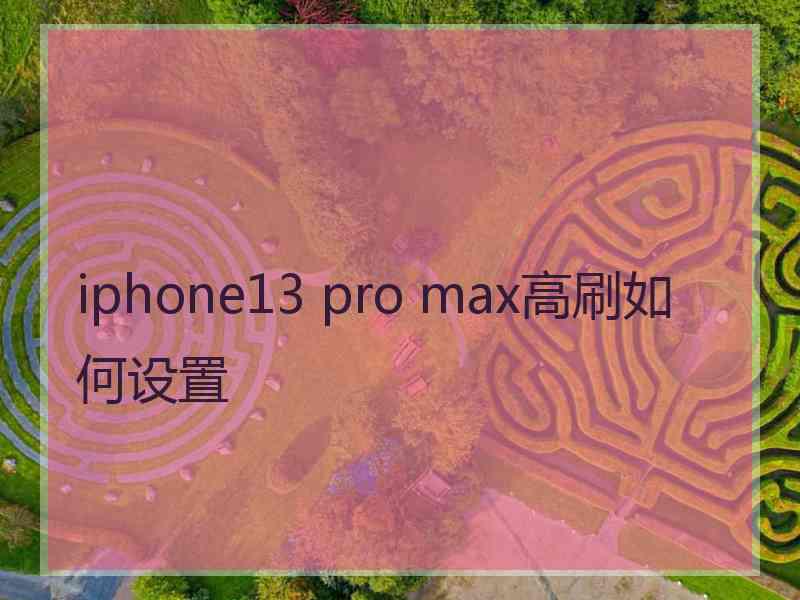 iphone13 pro max高刷如何设置