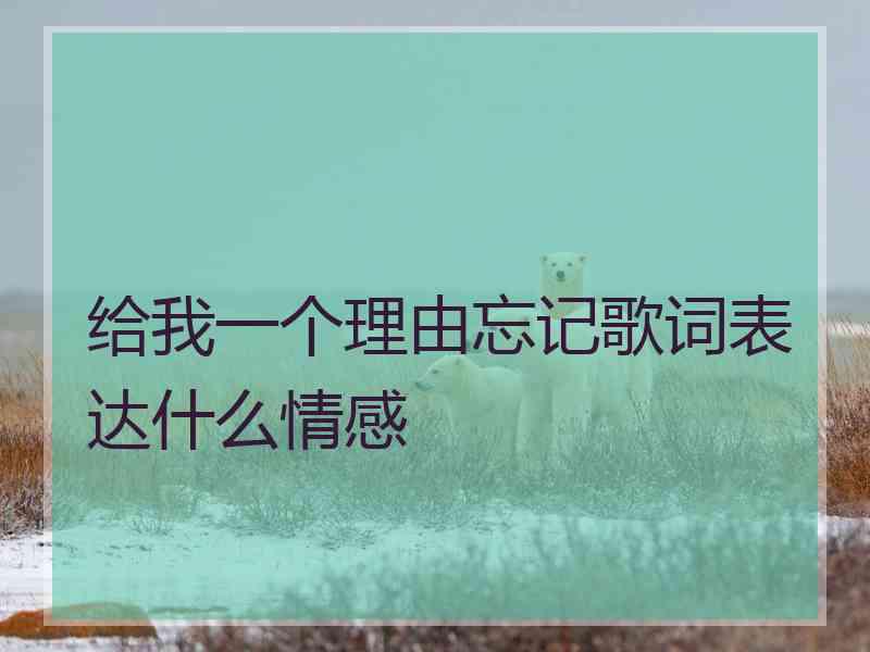 给我一个理由忘记歌词表达什么情感