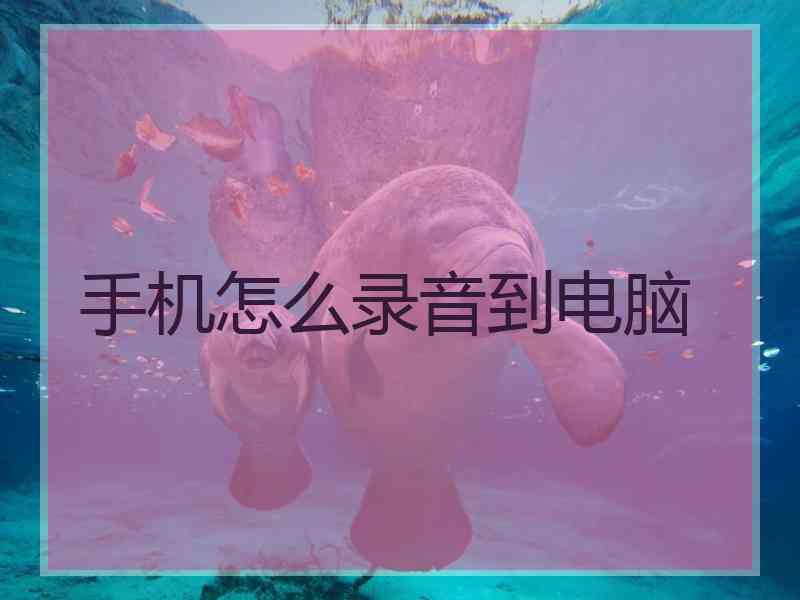 手机怎么录音到电脑