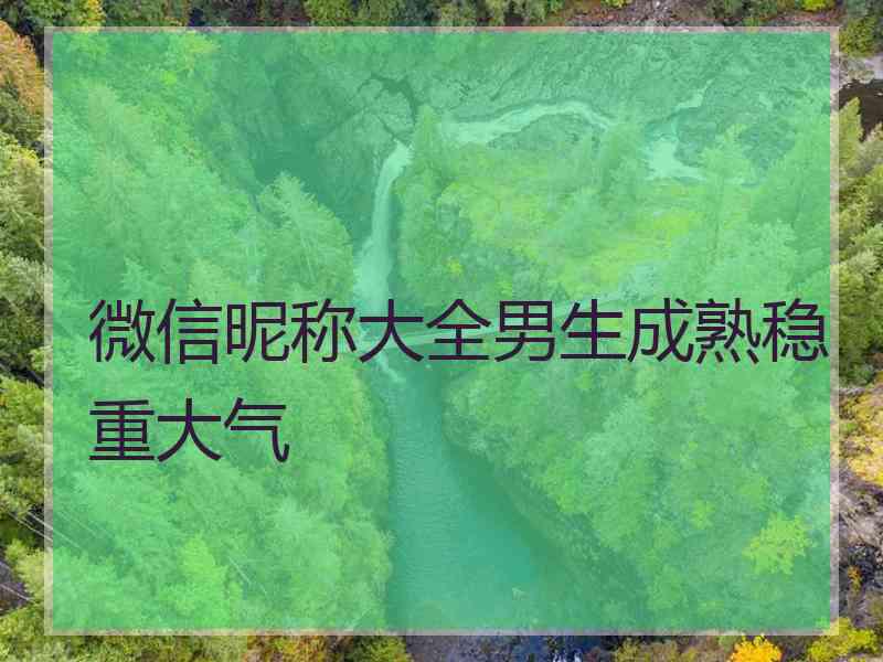 微信昵称大全男生成熟稳重大气