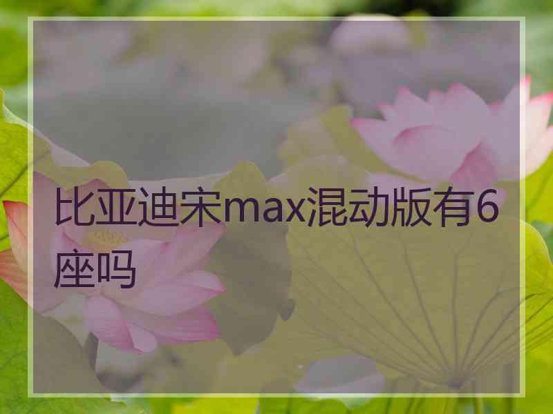 比亚迪宋max混动版有6座吗