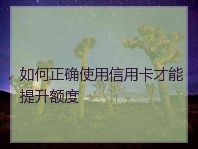 如何正确使用信用卡才能提升额度