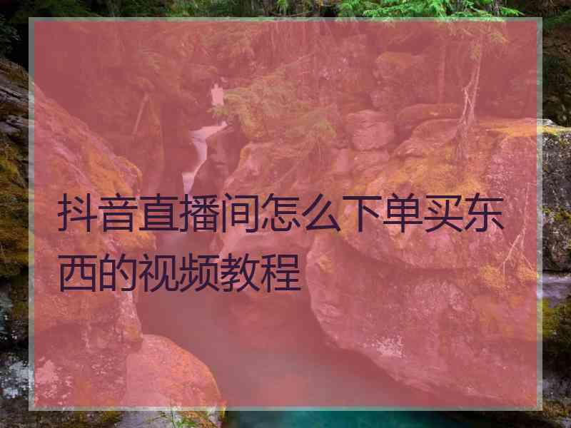 抖音直播间怎么下单买东西的视频教程