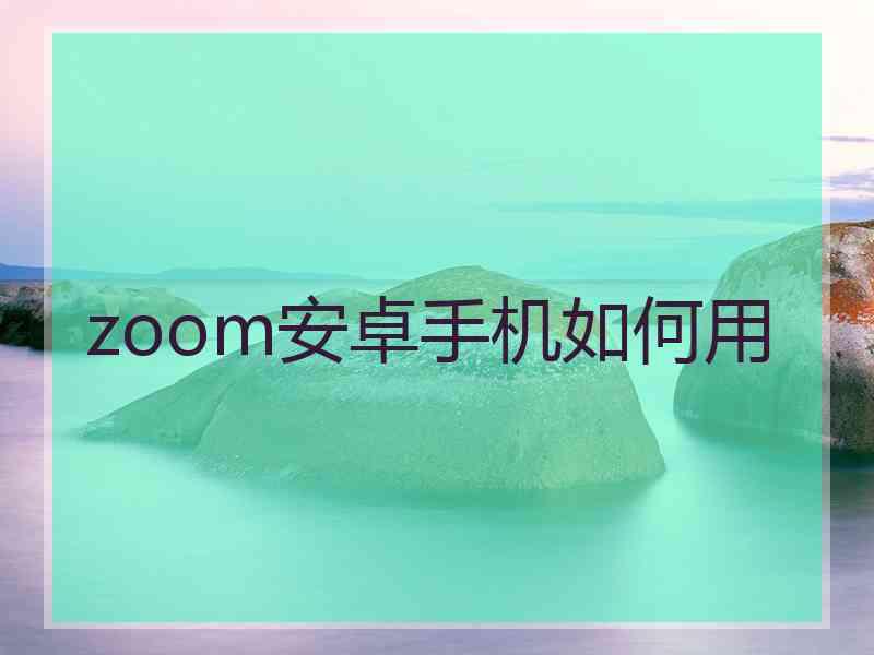 zoom安卓手机如何用