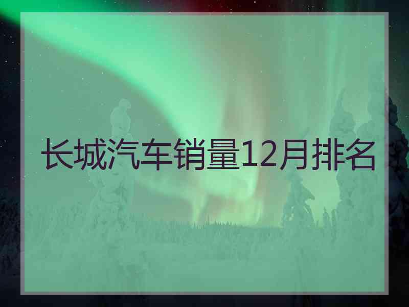 长城汽车销量12月排名