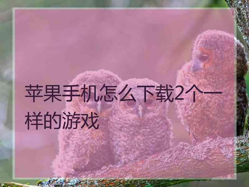 苹果手机怎么下载2个一样的游戏