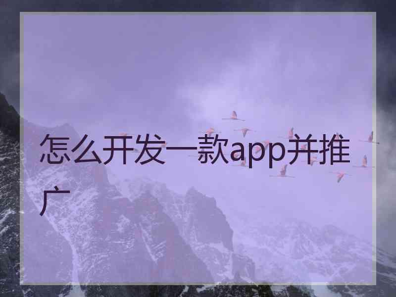 怎么开发一款app并推广