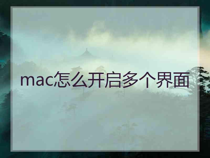 mac怎么开启多个界面