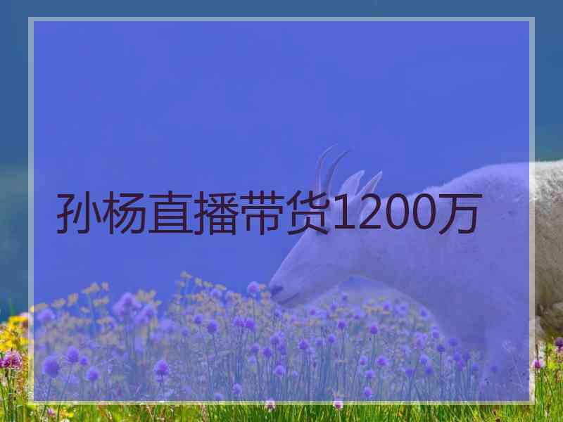 孙杨直播带货1200万