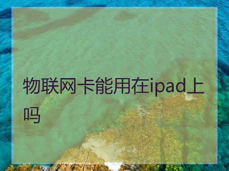 物联网卡能用在ipad上吗