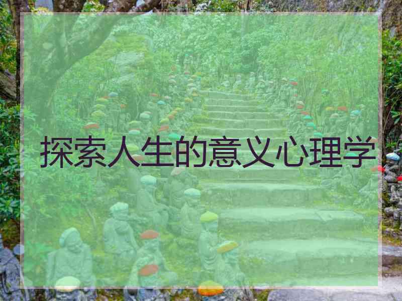 探索人生的意义心理学