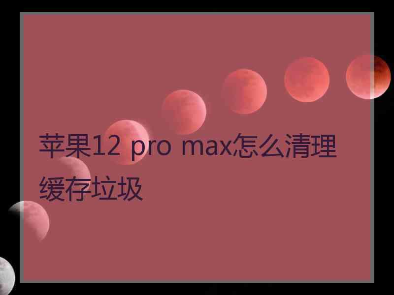 苹果12 pro max怎么清理缓存垃圾