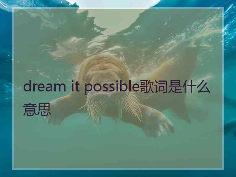 dream it possible歌词是什么意思