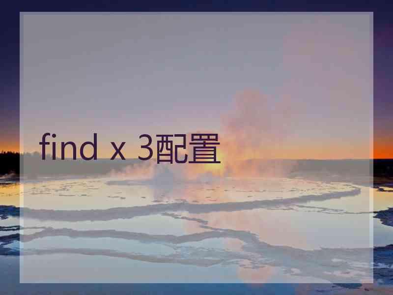 find x 3配置